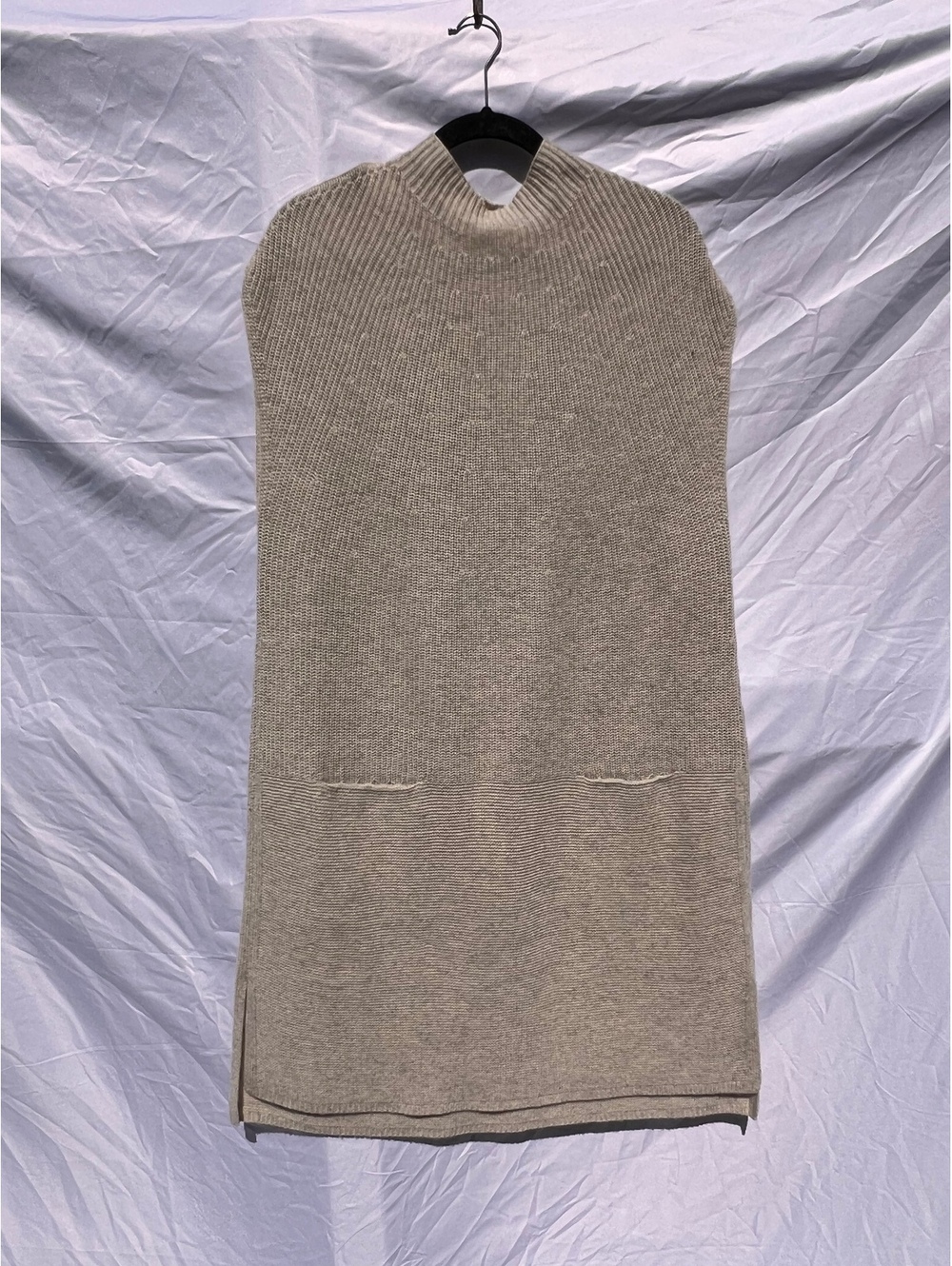 Vince XL Wool Cashmere Sleeveless Turtleneck Tunic Sweater Oatmeal Oversized